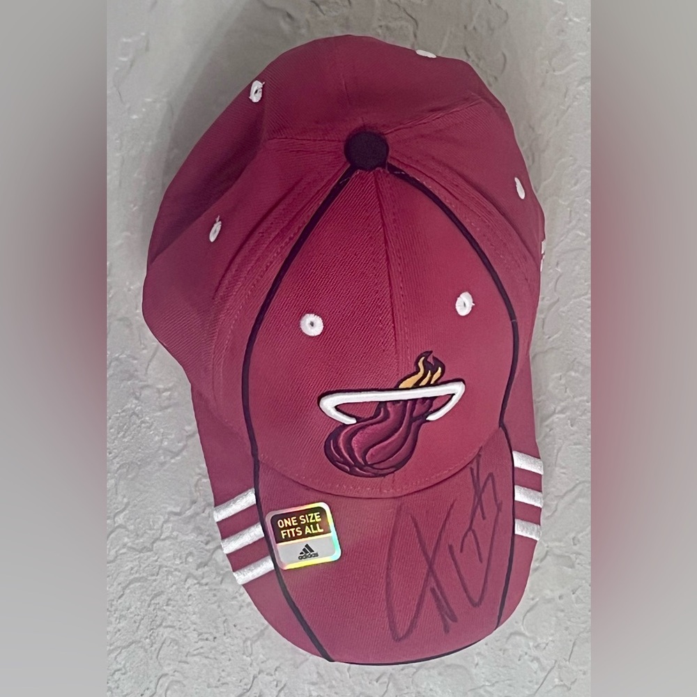 Adidas Burgundy Miami Heat Cap. Autographed